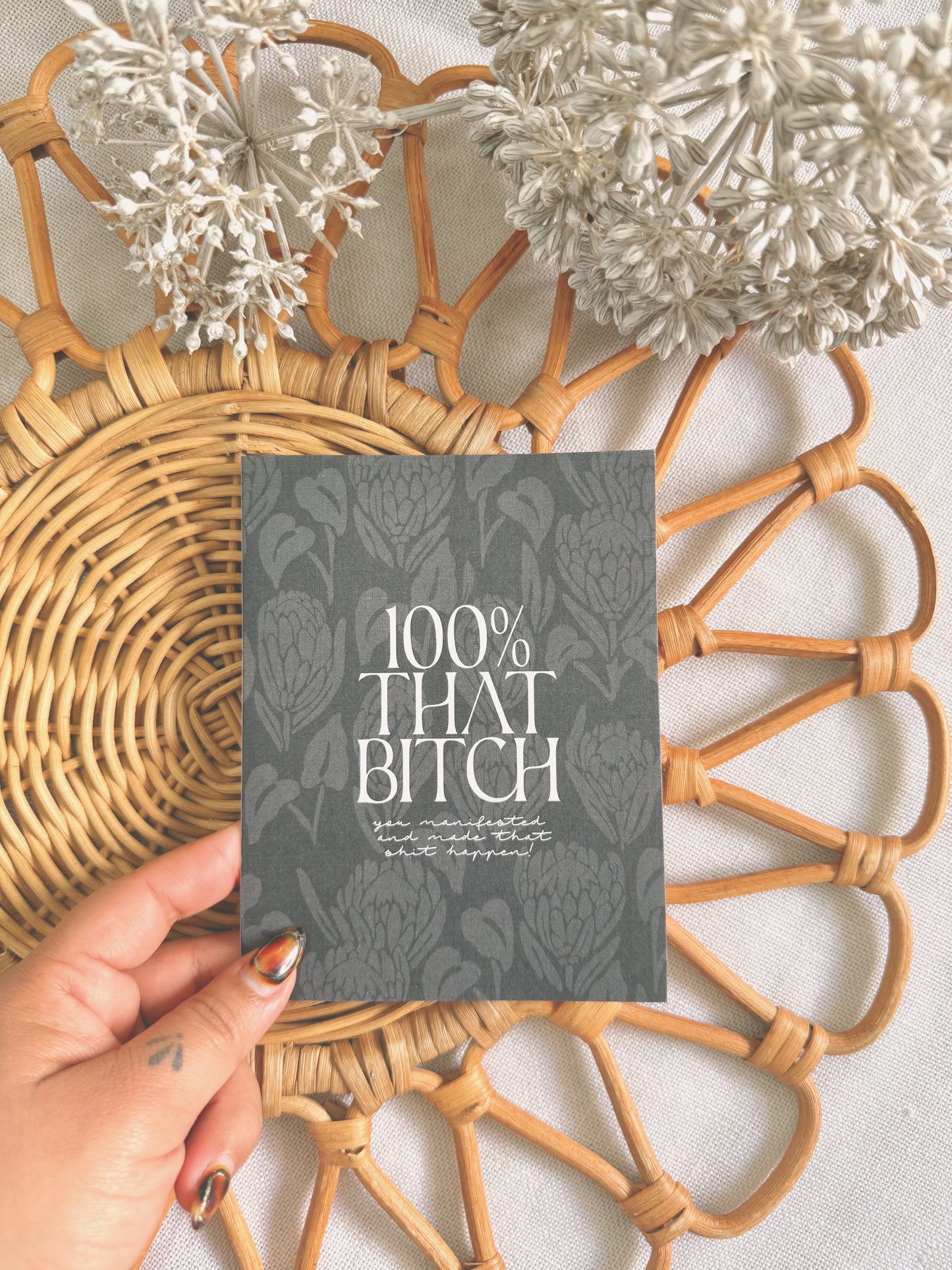 100% That B*tch, You Manifested | Congratulation Card