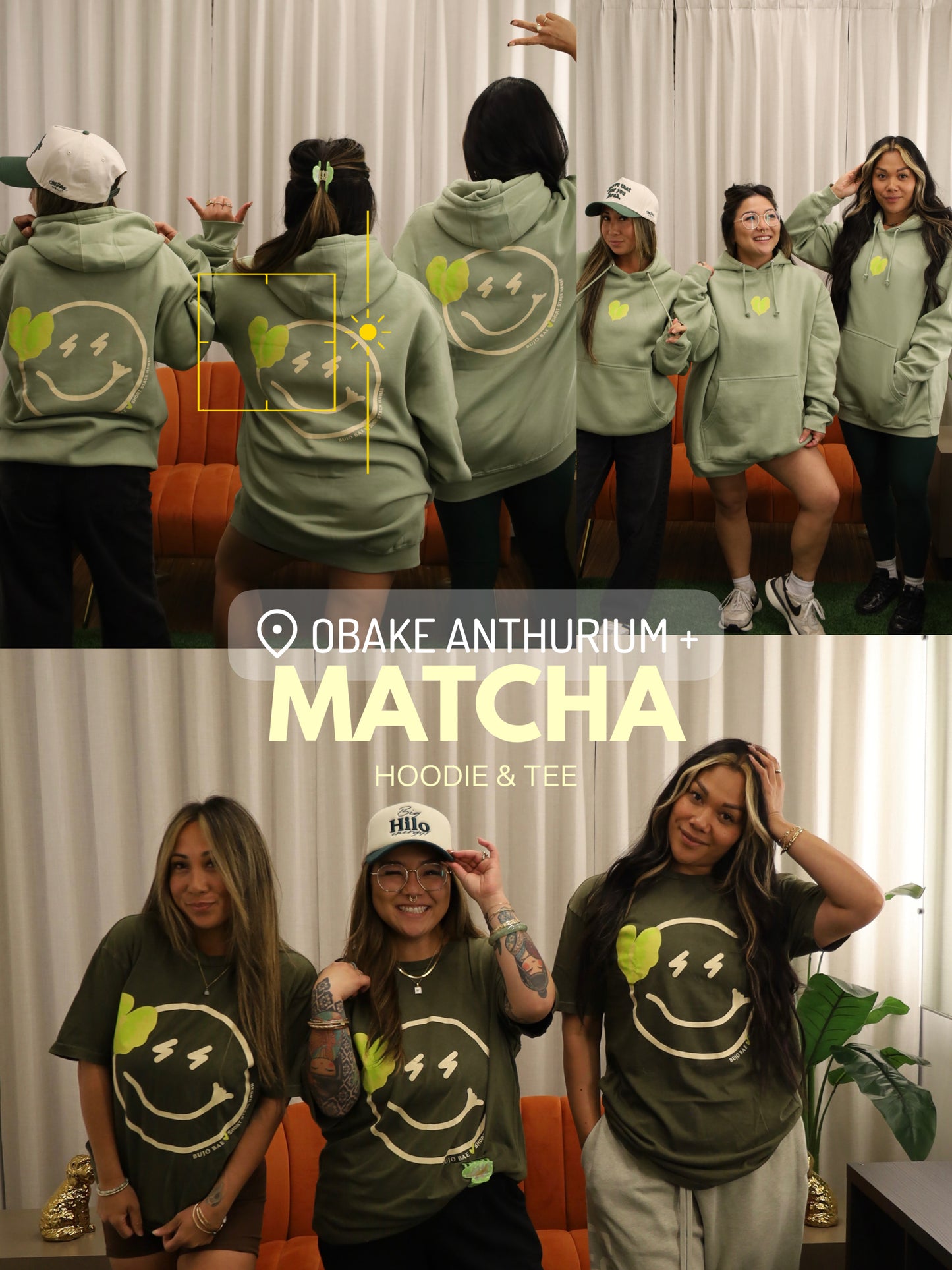 Smiley x Obake Anthurium in Matcha | Tee x SHORT STACK HAWAII