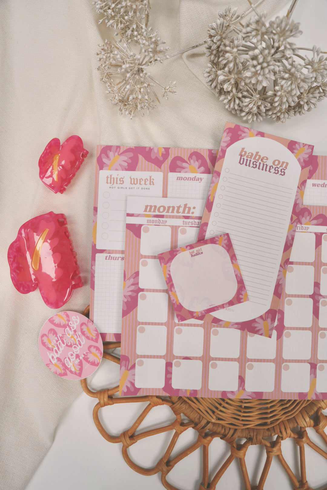 Hot Girl Pink Anthurium | Weekly Notepad (3 months)