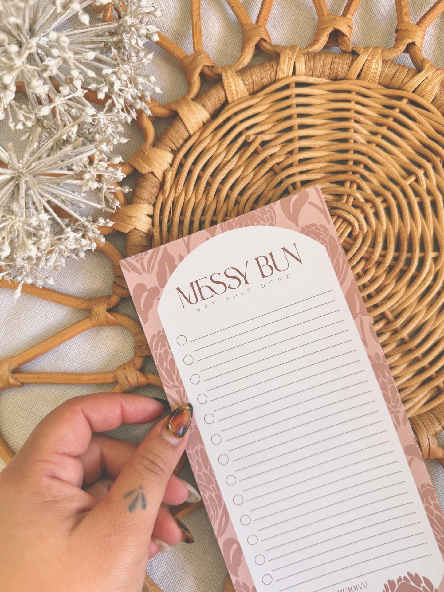 Messy Bun, Get Shit Done in BAE Blush | To Do List Notepad