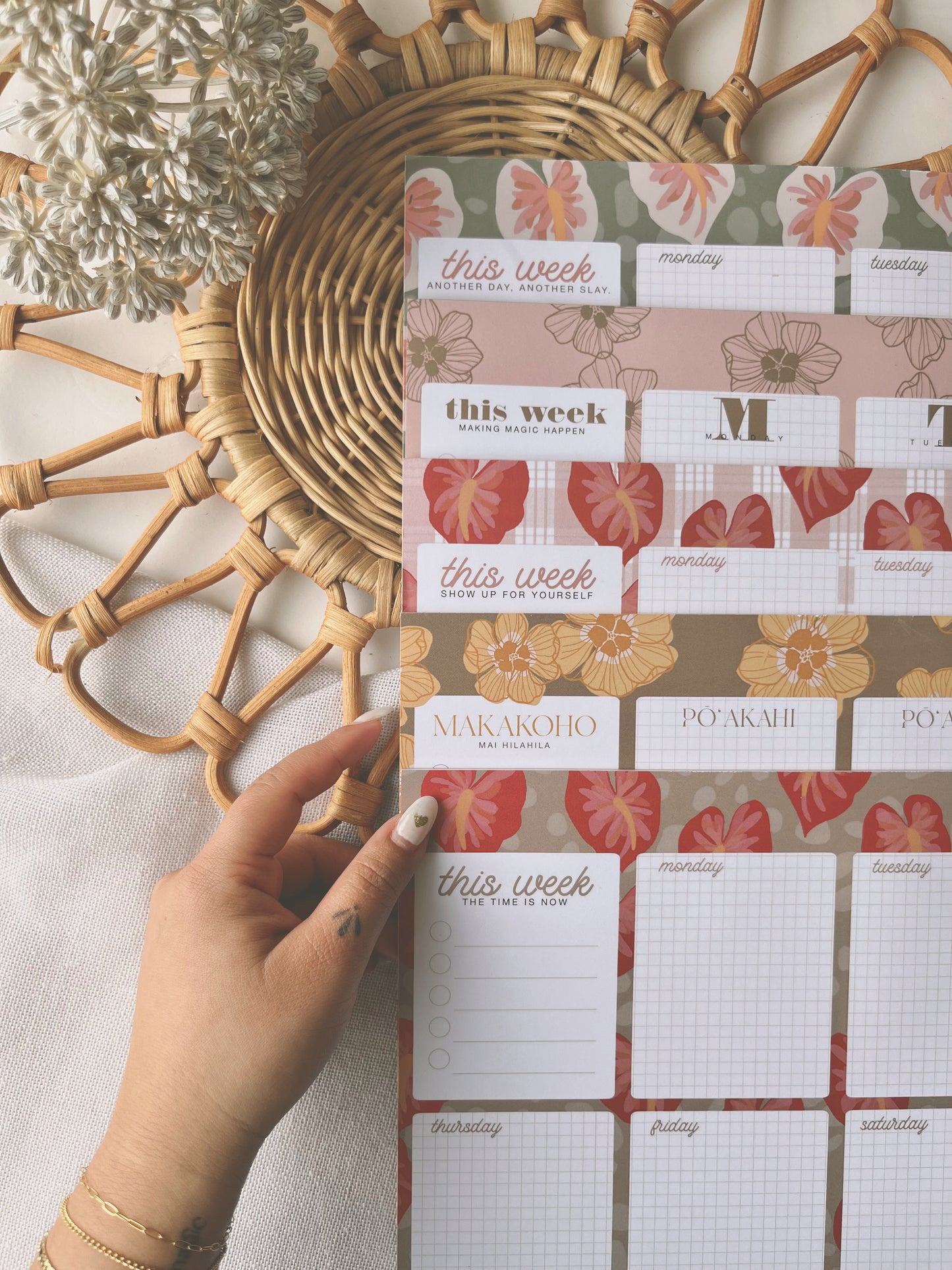 Home Sweet Hilo in Pink Palaka | Weekly Notepad (3 months)