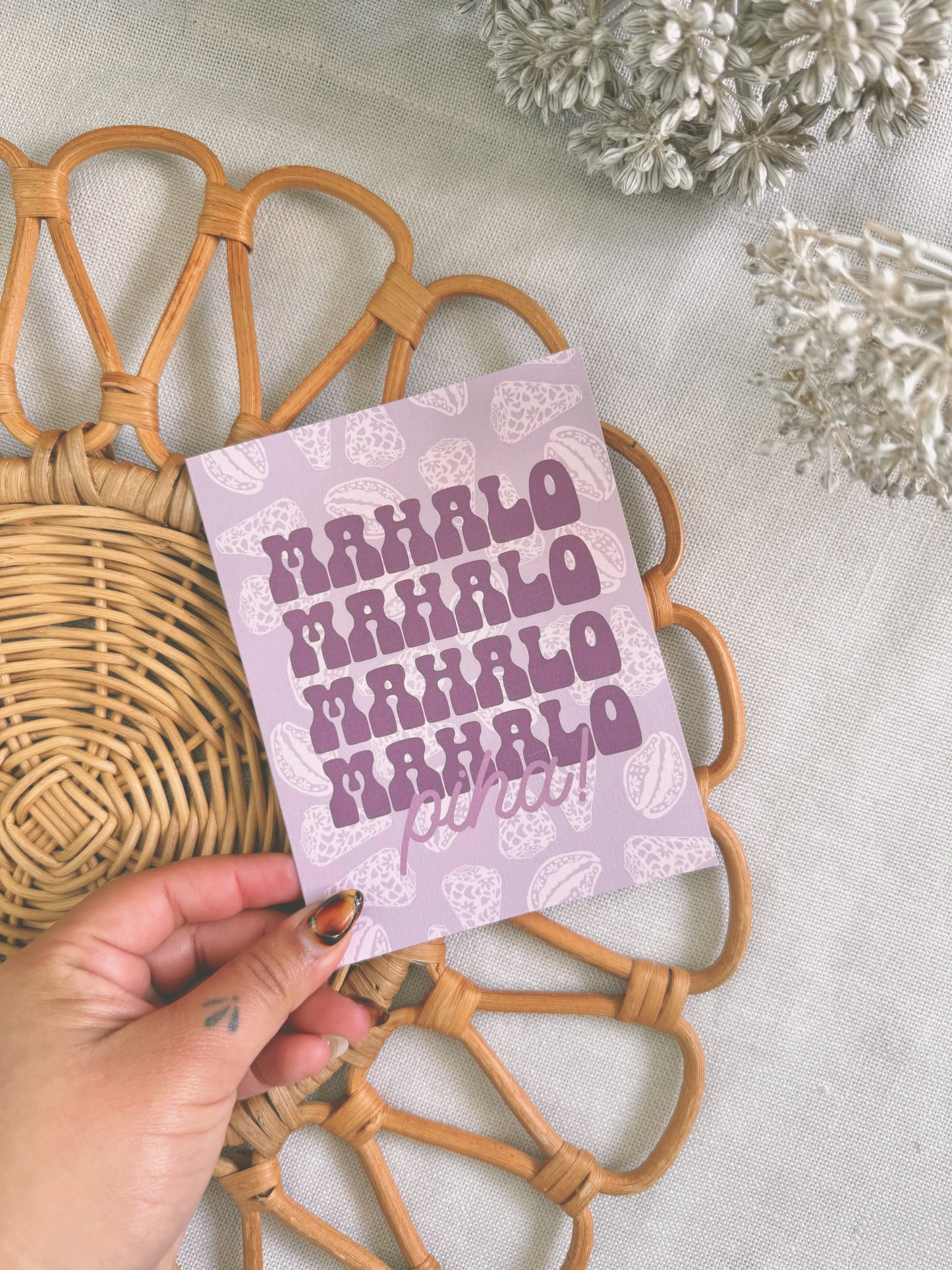 Mahalo Piha x Naupaka Pūpū in Poni | Thank you Card