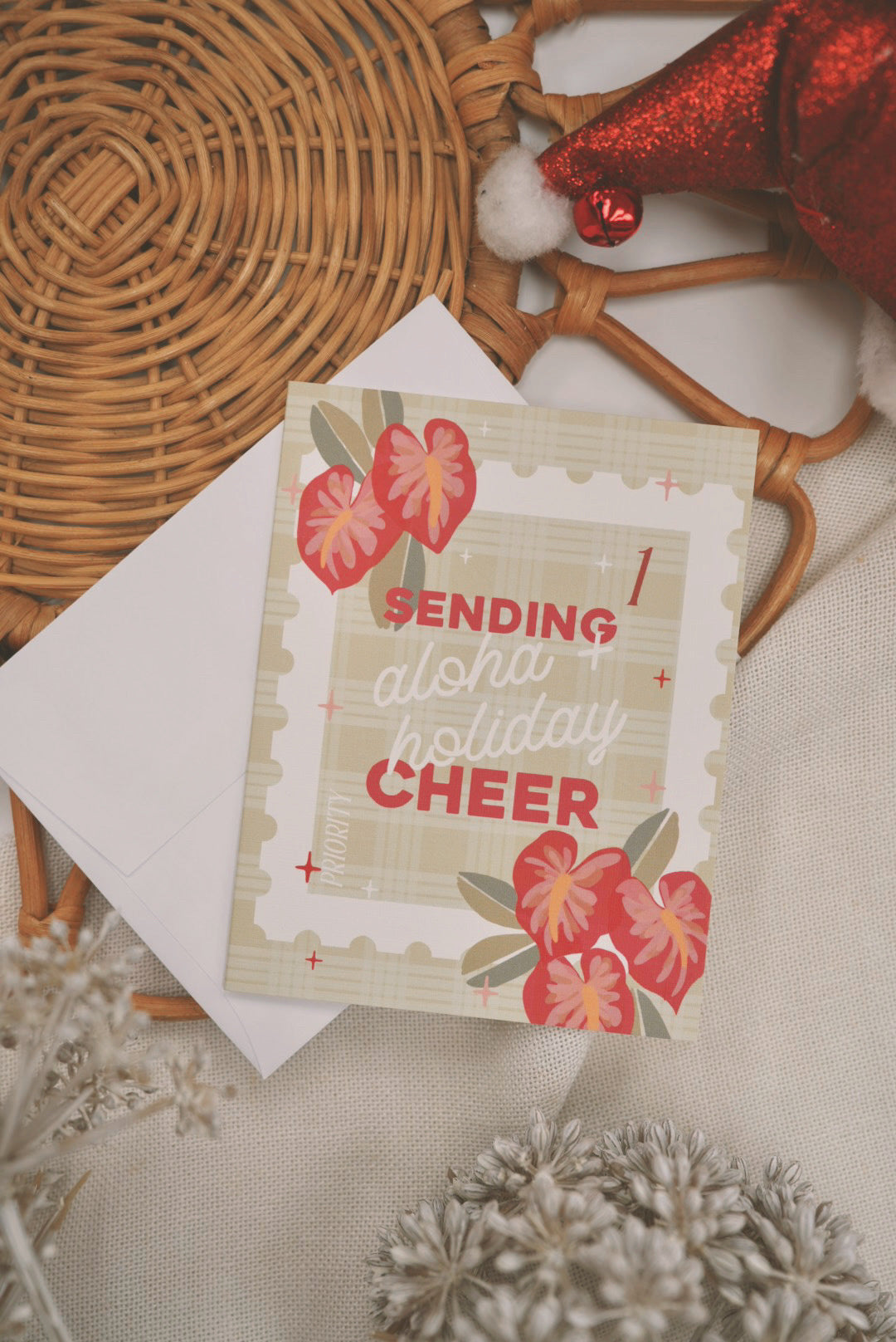 Sending Aloha & Holiday Cheer in Anthurium Holly | Holiday Card