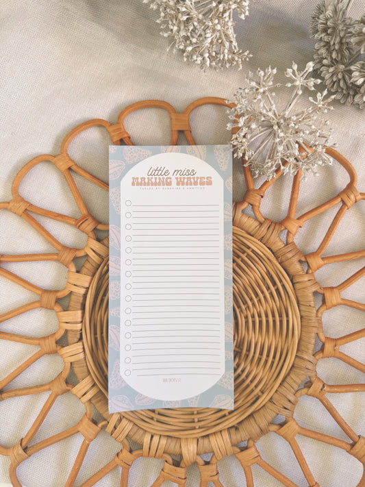 Little Miss Making Waves in Naupaka Pūpū  | To Do List Notepad