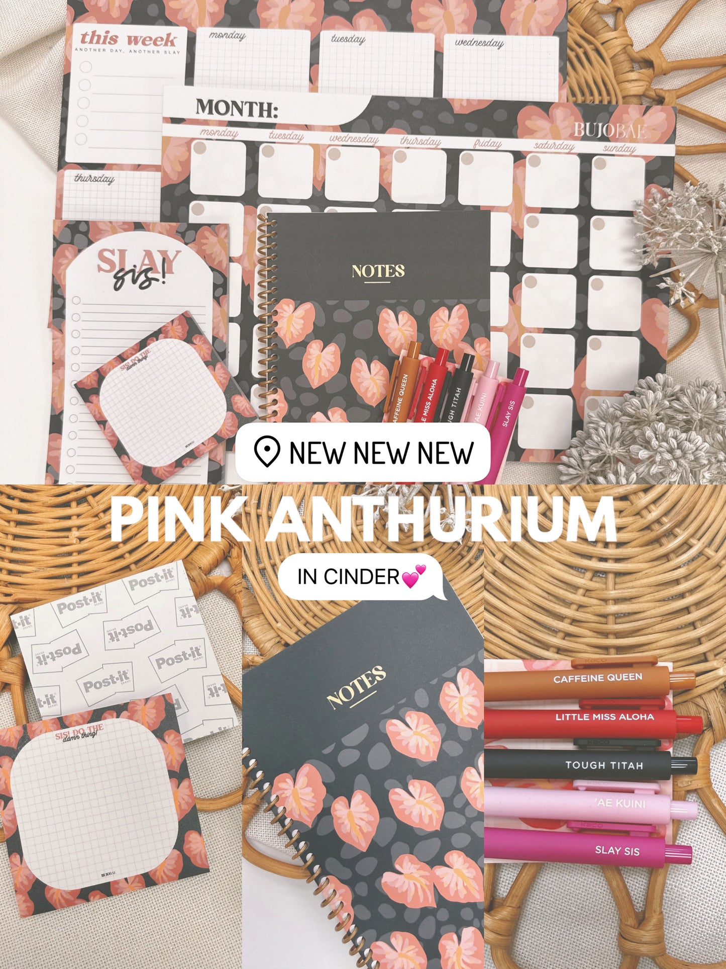 Slay Sis x Hilo Pink Anthurium x Cinder | Post It Note