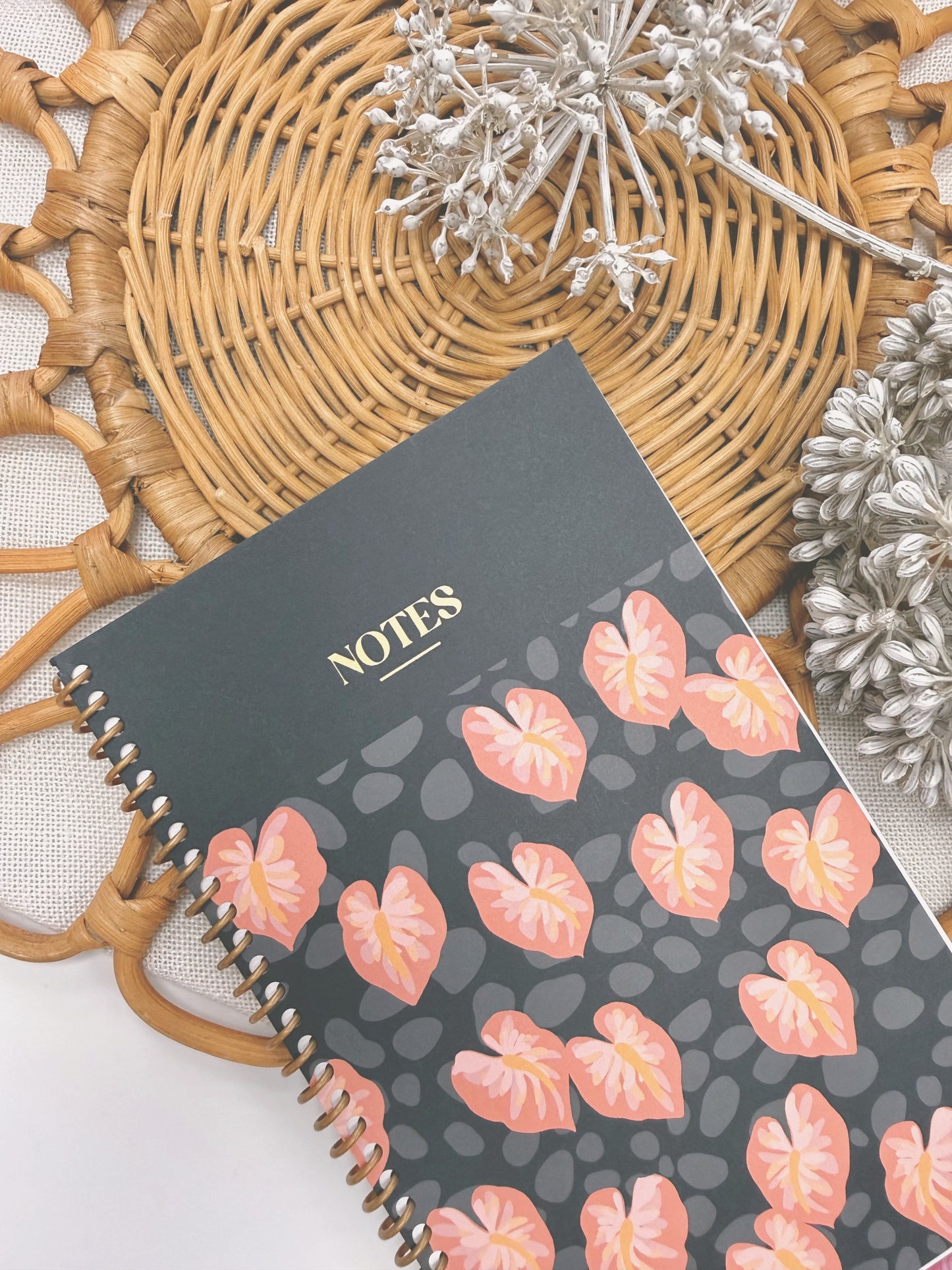 Hilo Pink Anthurium x Cinder | Coil Notebook