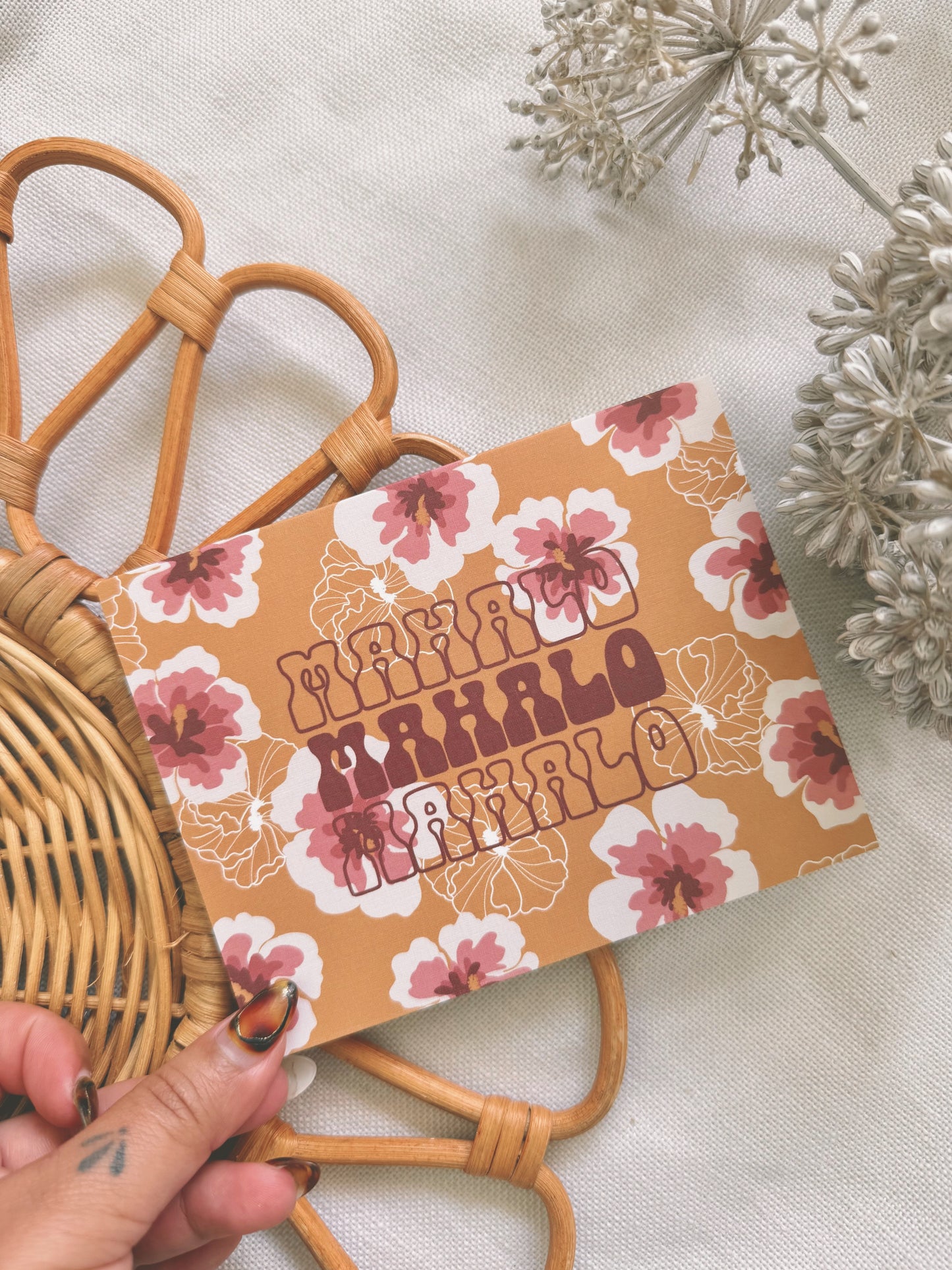 Mahalo in Golden Hibiscus | Thank You Card