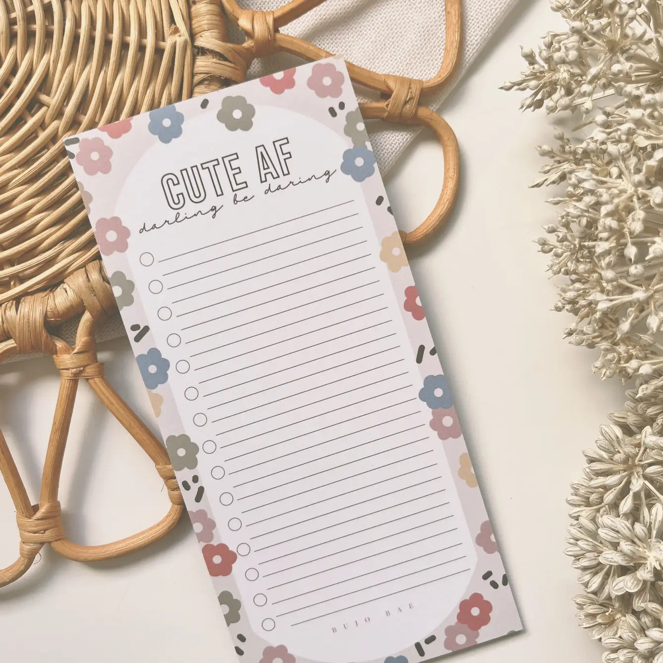 CUTE AF in rainbow | To Do List Notepad