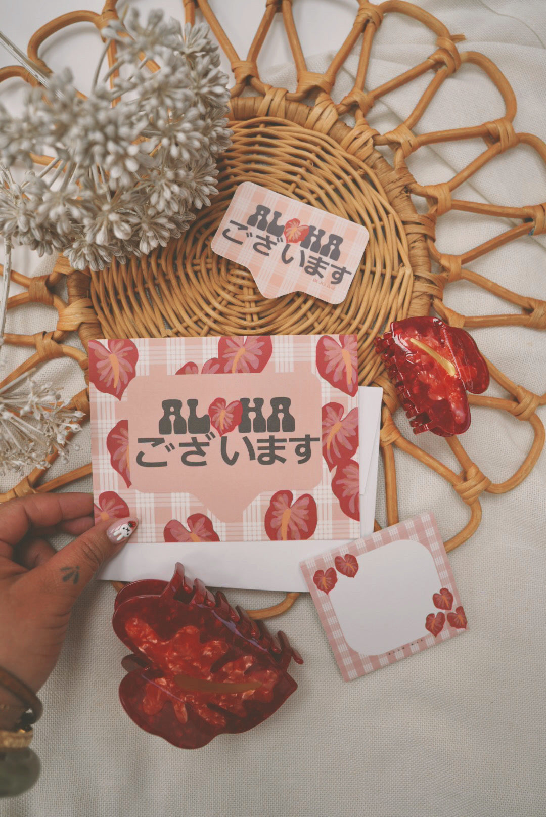 Aloha ございます in Red Hilo Anthurium | Greeting Card