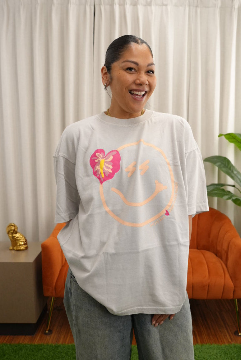 Hot Girl Pink Anthurium x Smiley | Heavyweight Tee SHORT STACK HAWAII X BUJOBAE