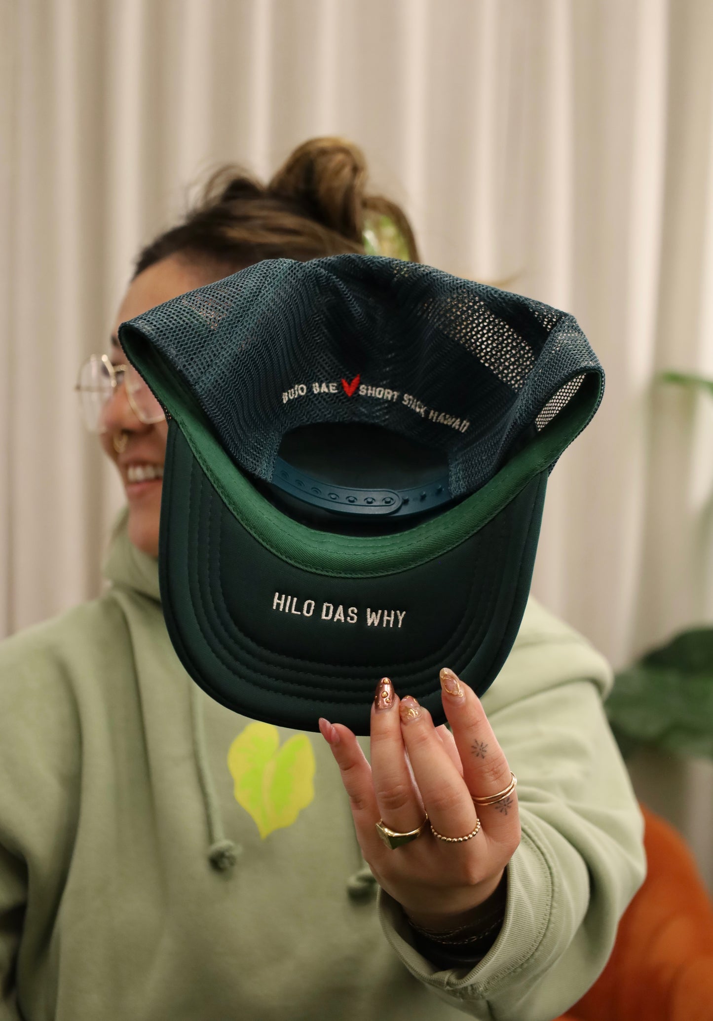 SSH Smiley x Obake Anthurium in Emerald | Trucker Hat x SHORT STACK HAWAII