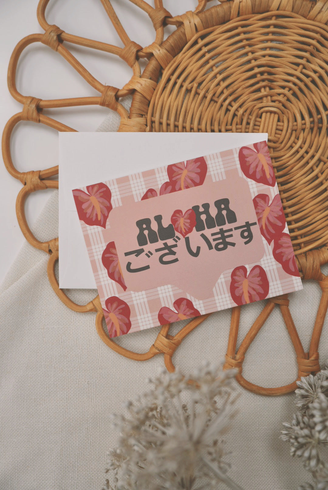 Aloha ございます in Red Hilo Anthurium | Greeting Card