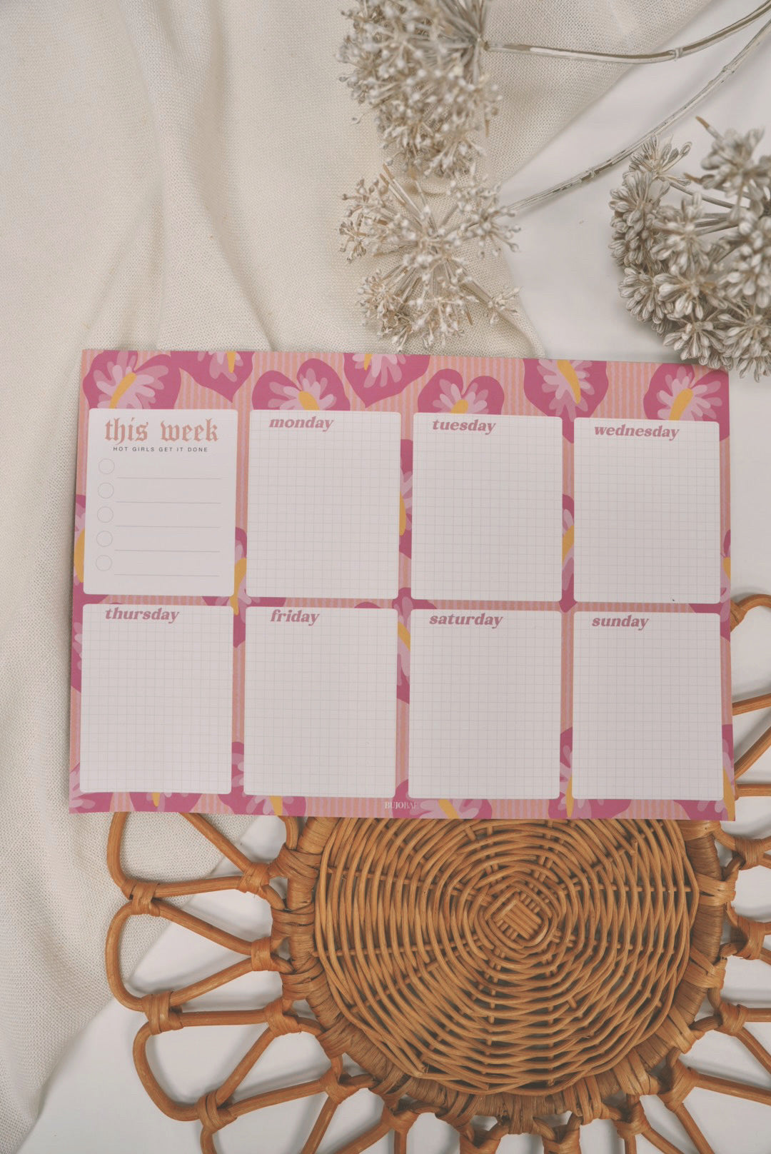 Hot Girl Pink Anthurium | Weekly Notepad (3 months)