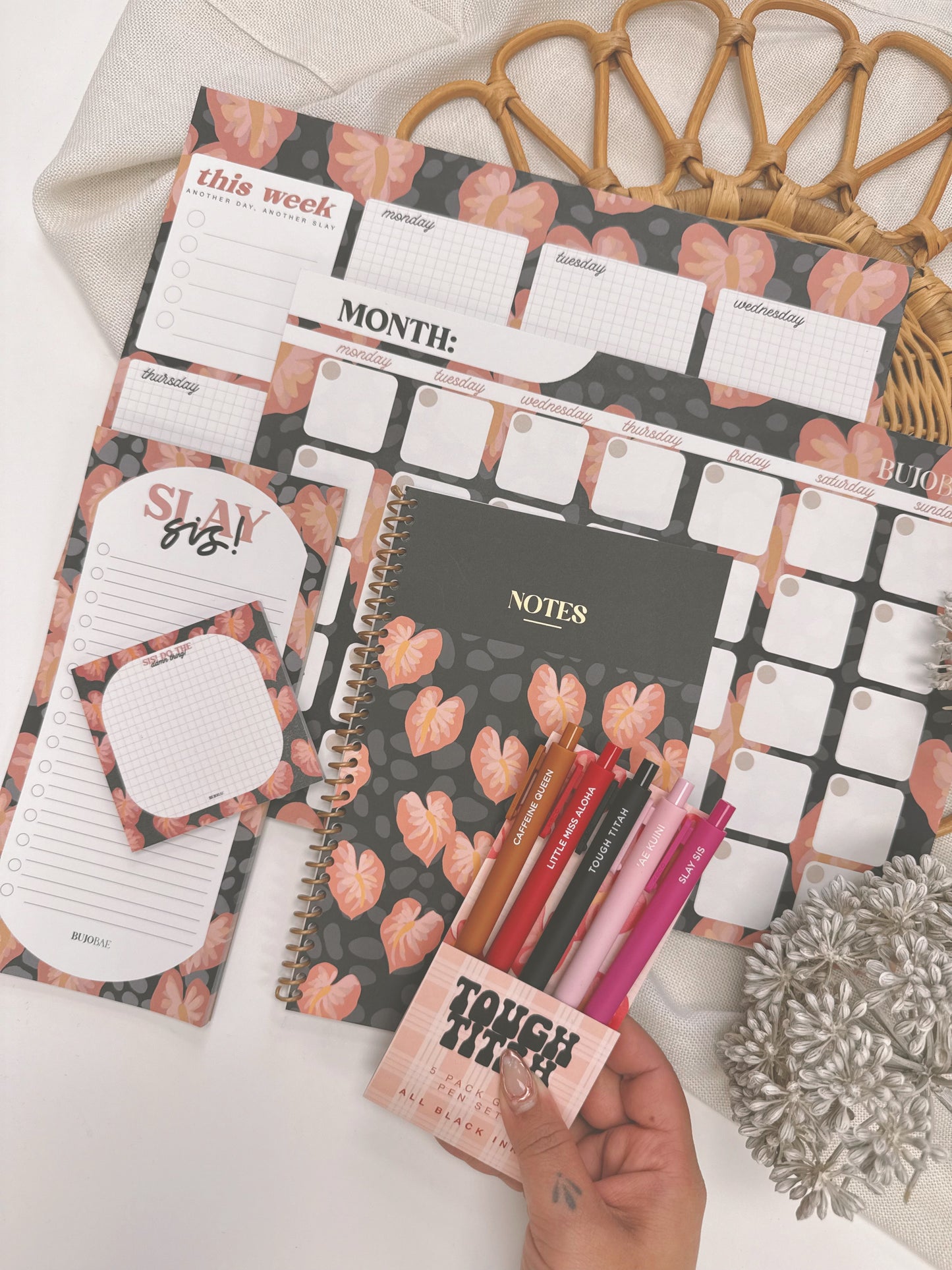 Hilo Pink Anthurium x Cinder | Coil Notebook