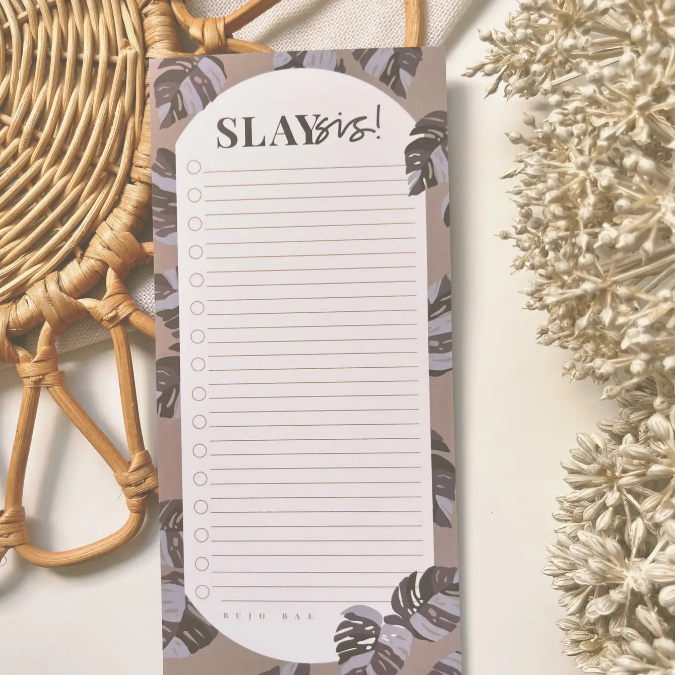Slay Sis in Purple Monstera | To Do List Notepad