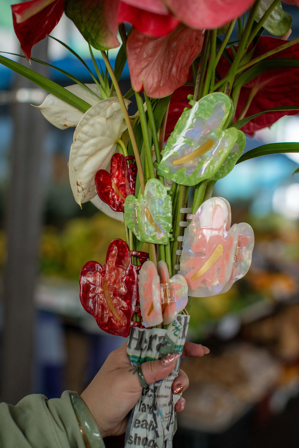 Large Obake Hilo Anthurium | Claw Clip by COOPMONSTER x Bujo Bae