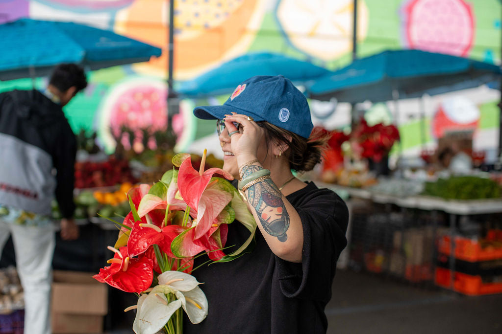 White Anthurium | Blue Denim Hat