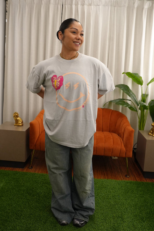 Hot Girl Pink Anthurium x Smiley | Heavyweight Tee SHORT STACK HAWAII X BUJOBAE