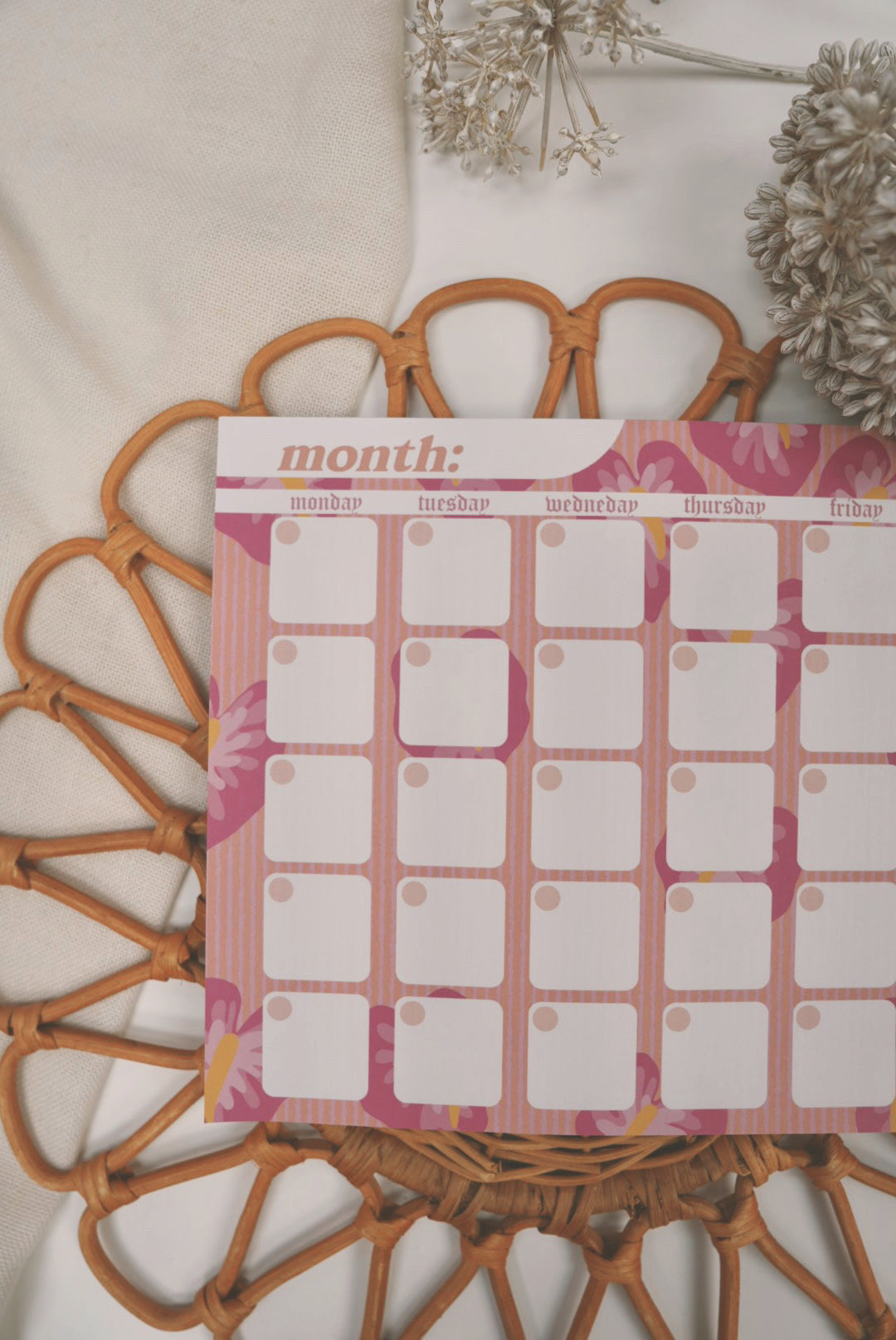Hot Girl Pink Anthurium I Monthly Notepad