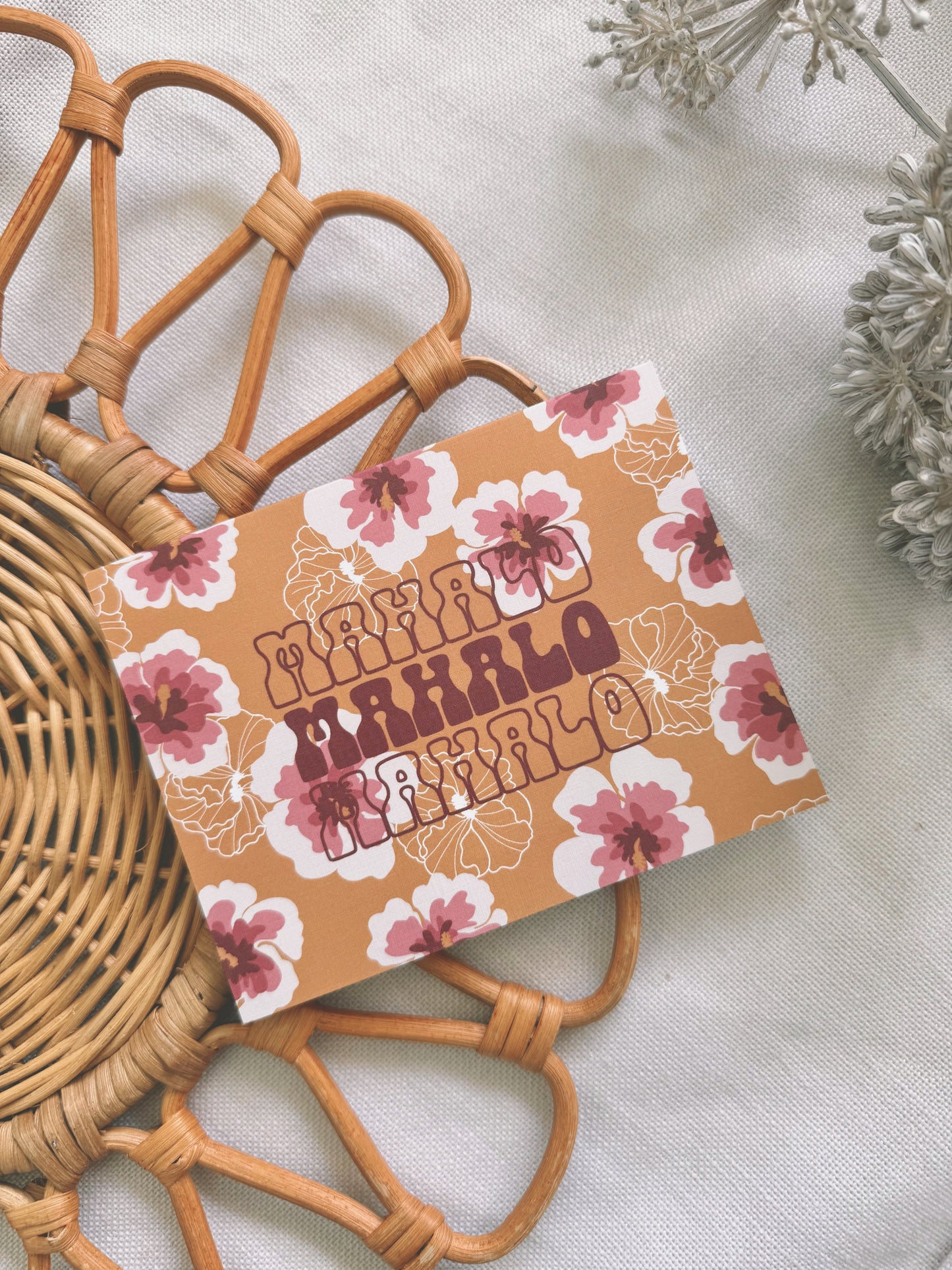 Mahalo in Golden Hibiscus | Thank You Card