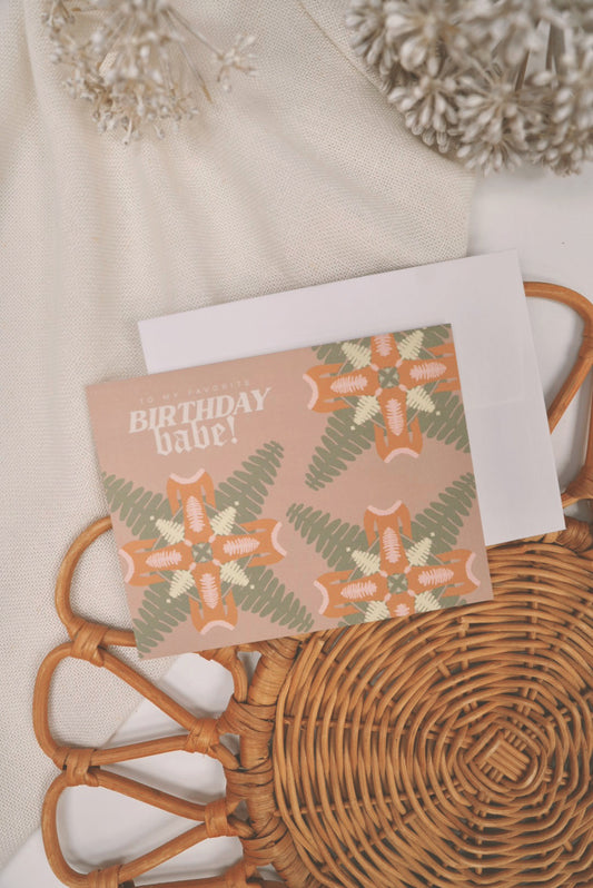 To My Favorite Birthday Babe ink Kupukupu Kapa Kuiki | Greeting Card