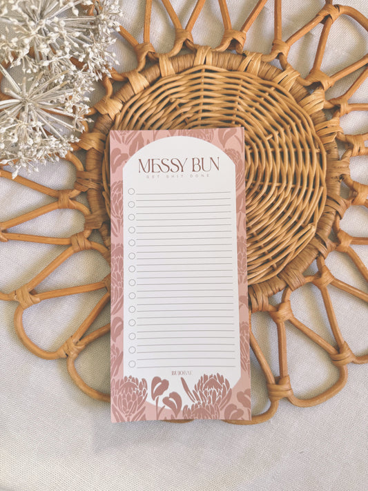 Messy Bun, Get Shit Done in BAE Blush | To Do List Notepad