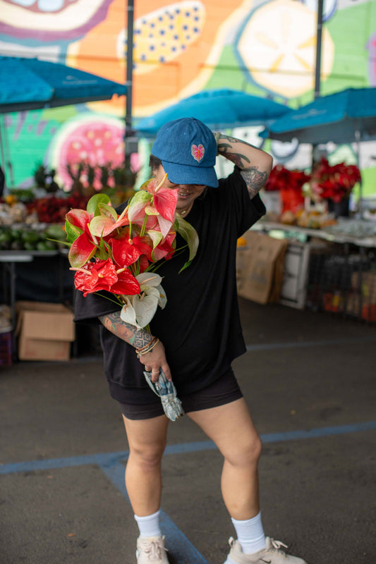 White Anthurium | Blue Denim Hat