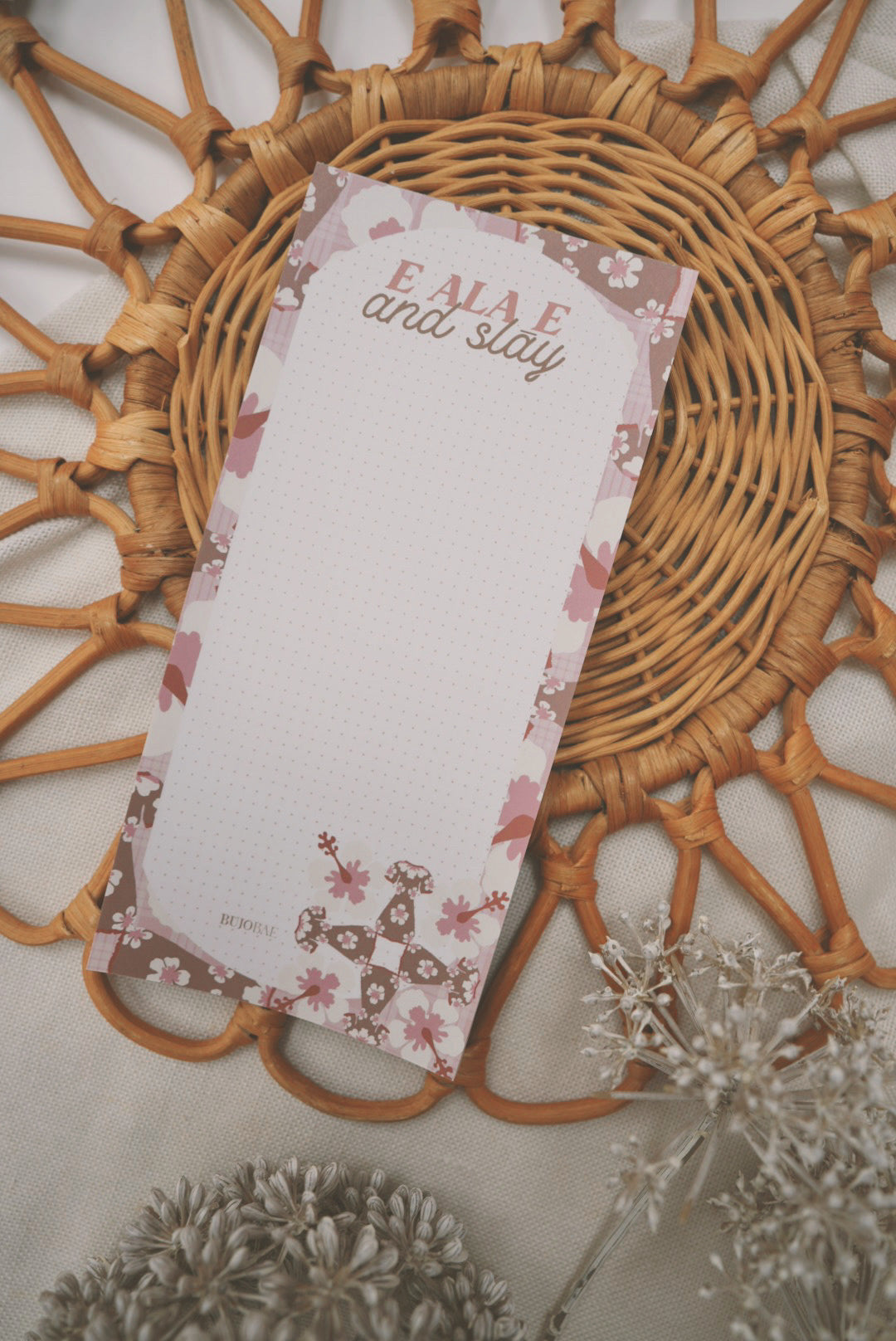 E Ala E & Slāy Koki'o Kapa Kuiki in Lychee | Dot Grid Notepad
