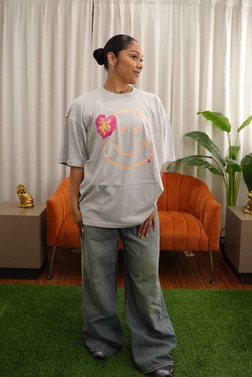 Hot Girl Pink Anthurium x Smiley | Heavyweight Tee SHORT STACK HAWAII X BUJOBAE