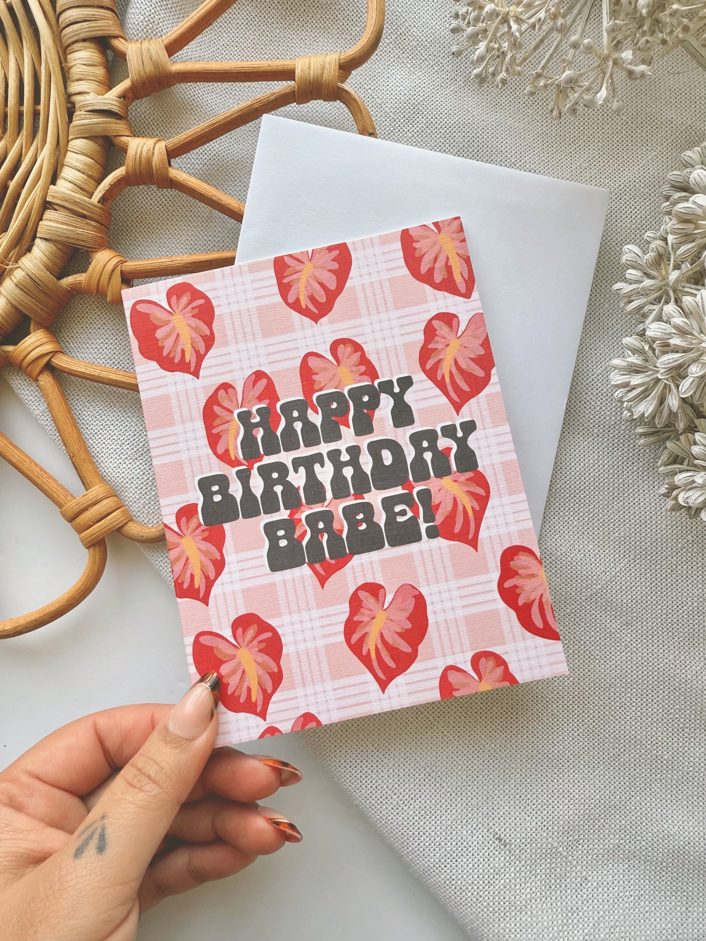 Happy Birthday Babe! in Palaka x Hilo Anthurium | Greeting Card