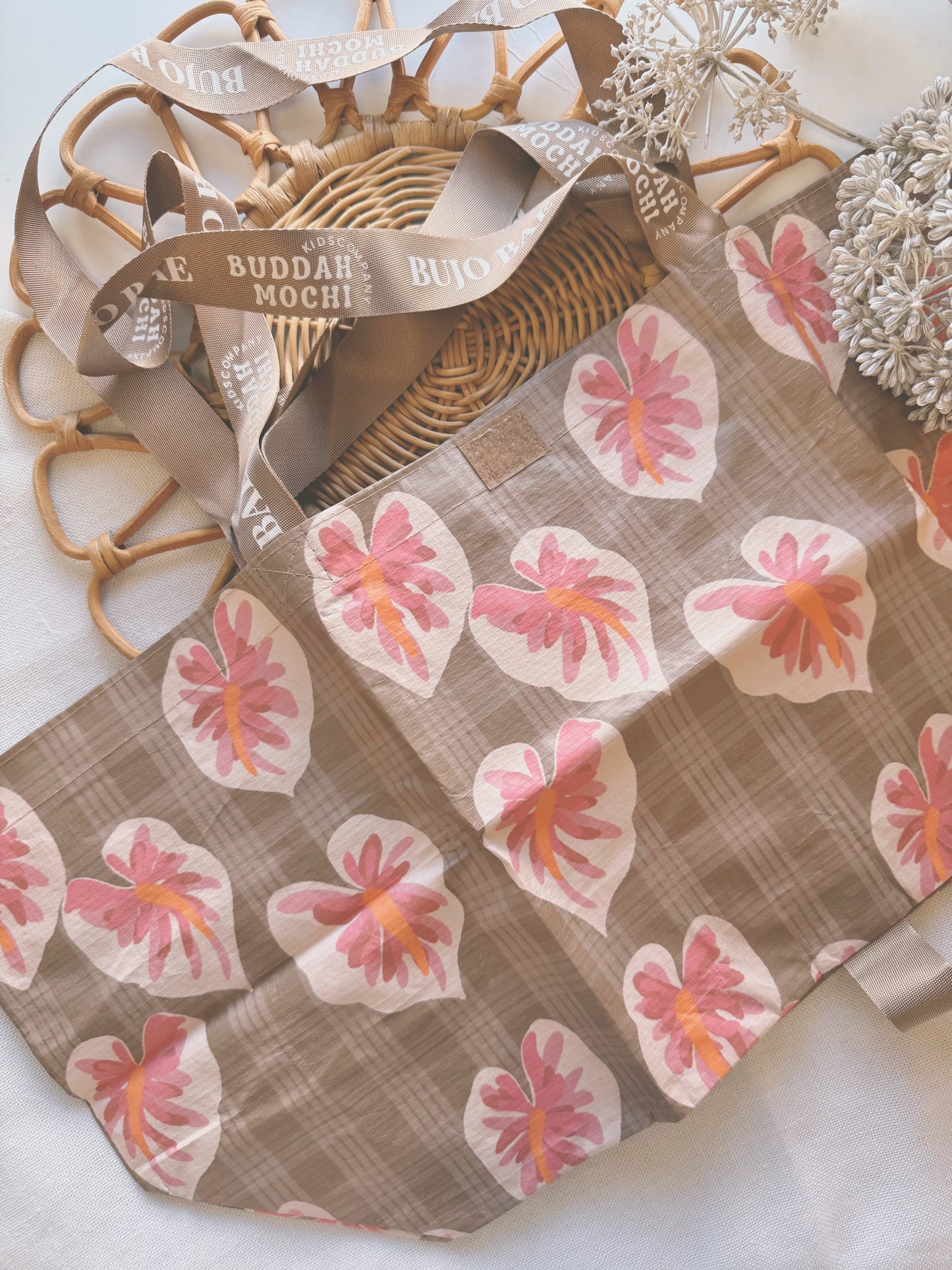 Hilo White Anthurium x Palaka | BEBEH Bag by BUDDAH MOCHI KIDS x Bujo Bae