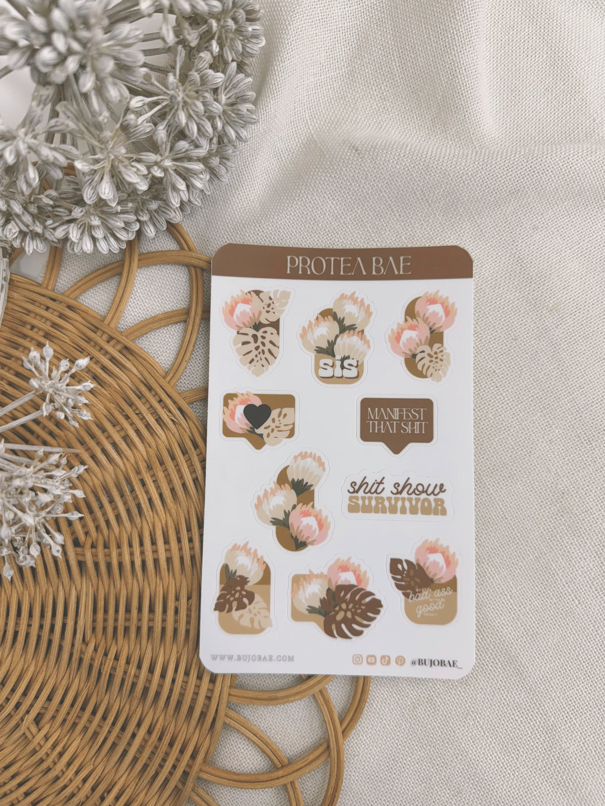 Sticker Bffae Protea Bae | Vinyl Sticker Sheet by Bujo Bae – BUJOBAE