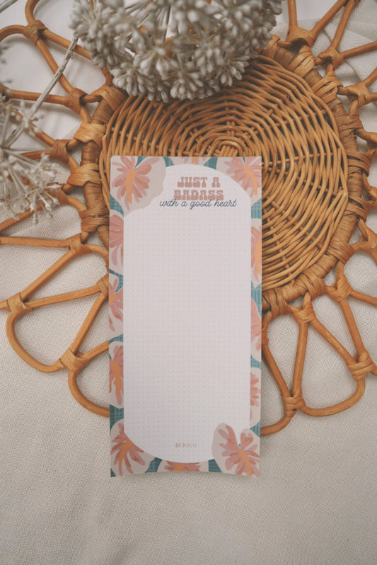 Just a Badass in White Anthurium x Teal Palaka | Dot Grid Notepad