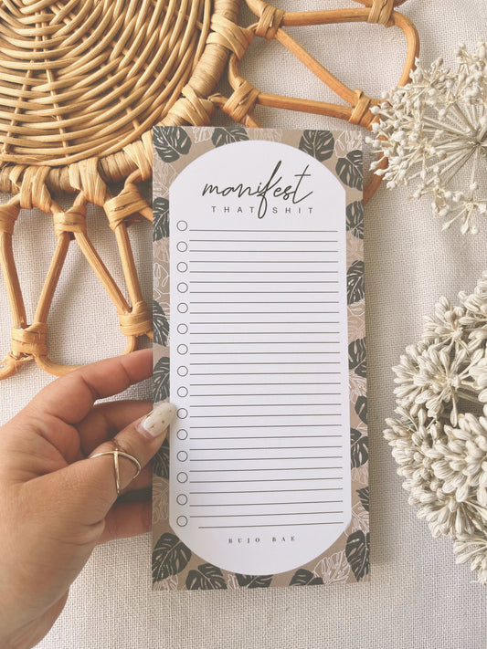 Manifest That Sh*t in Monstera | To Do List Notepad