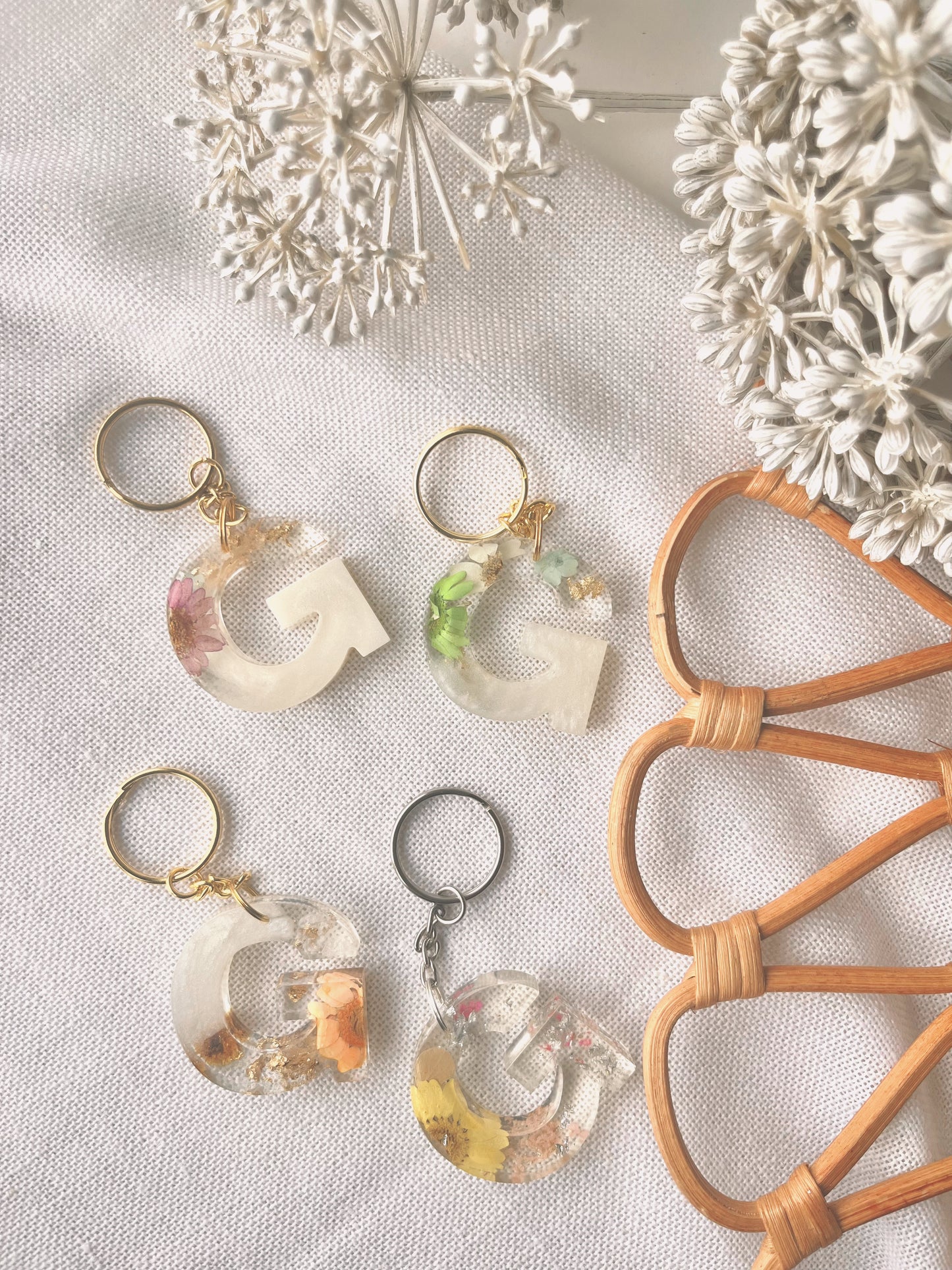 G | Flower Resin Keychain : Ready to Ship