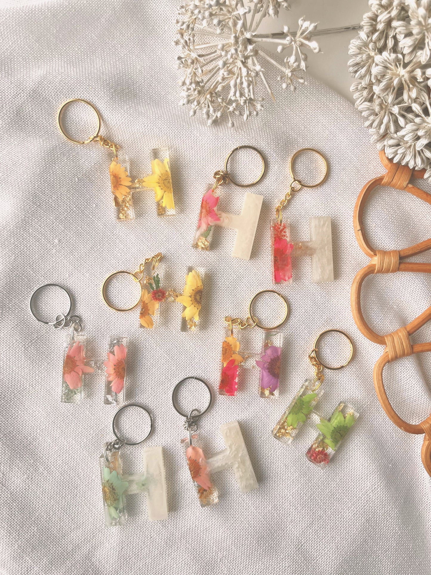 H | Flower Resin Keychain : Ready to Ship