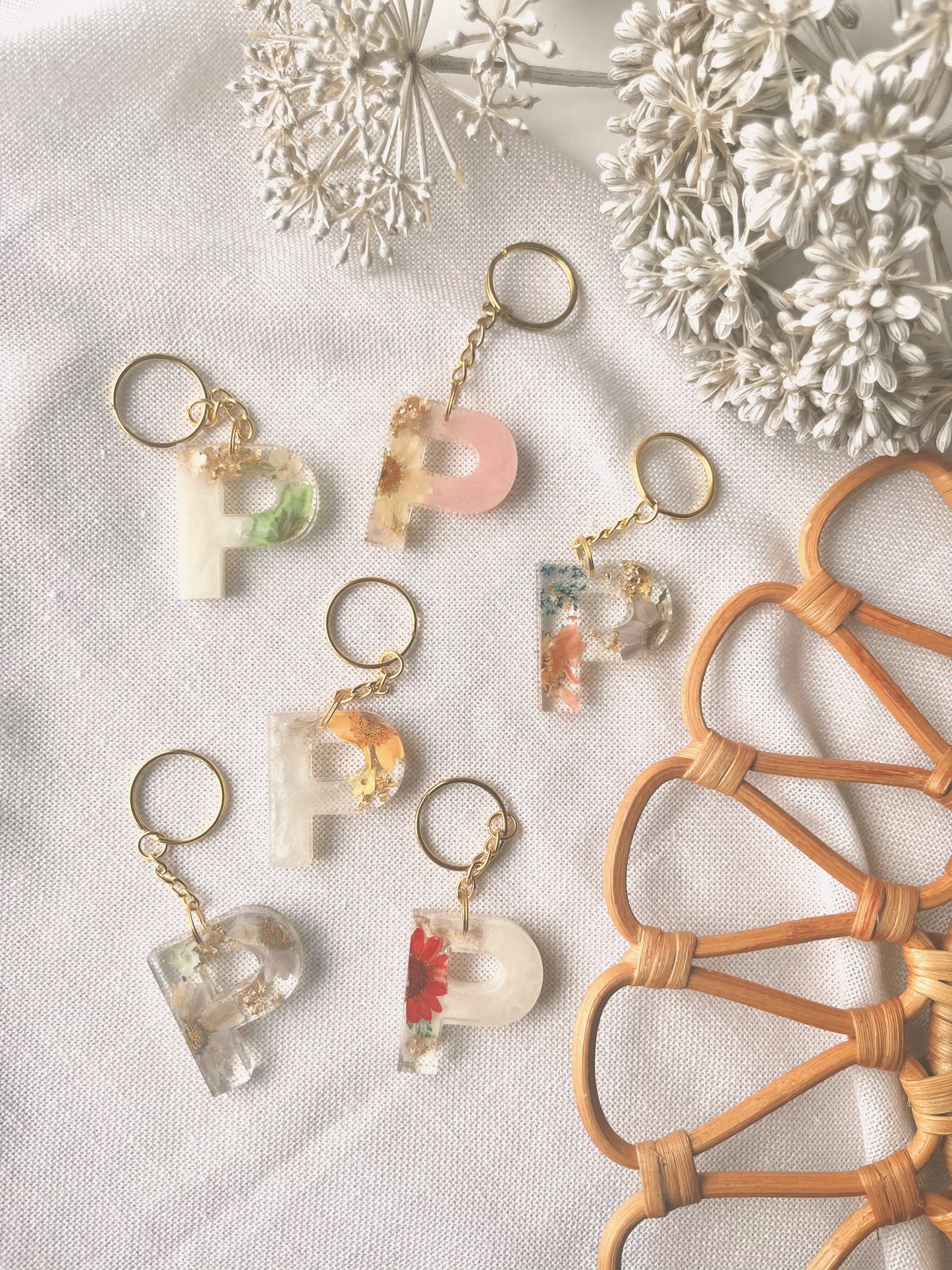 P | Flower Resin Keychain : Ready to Ship