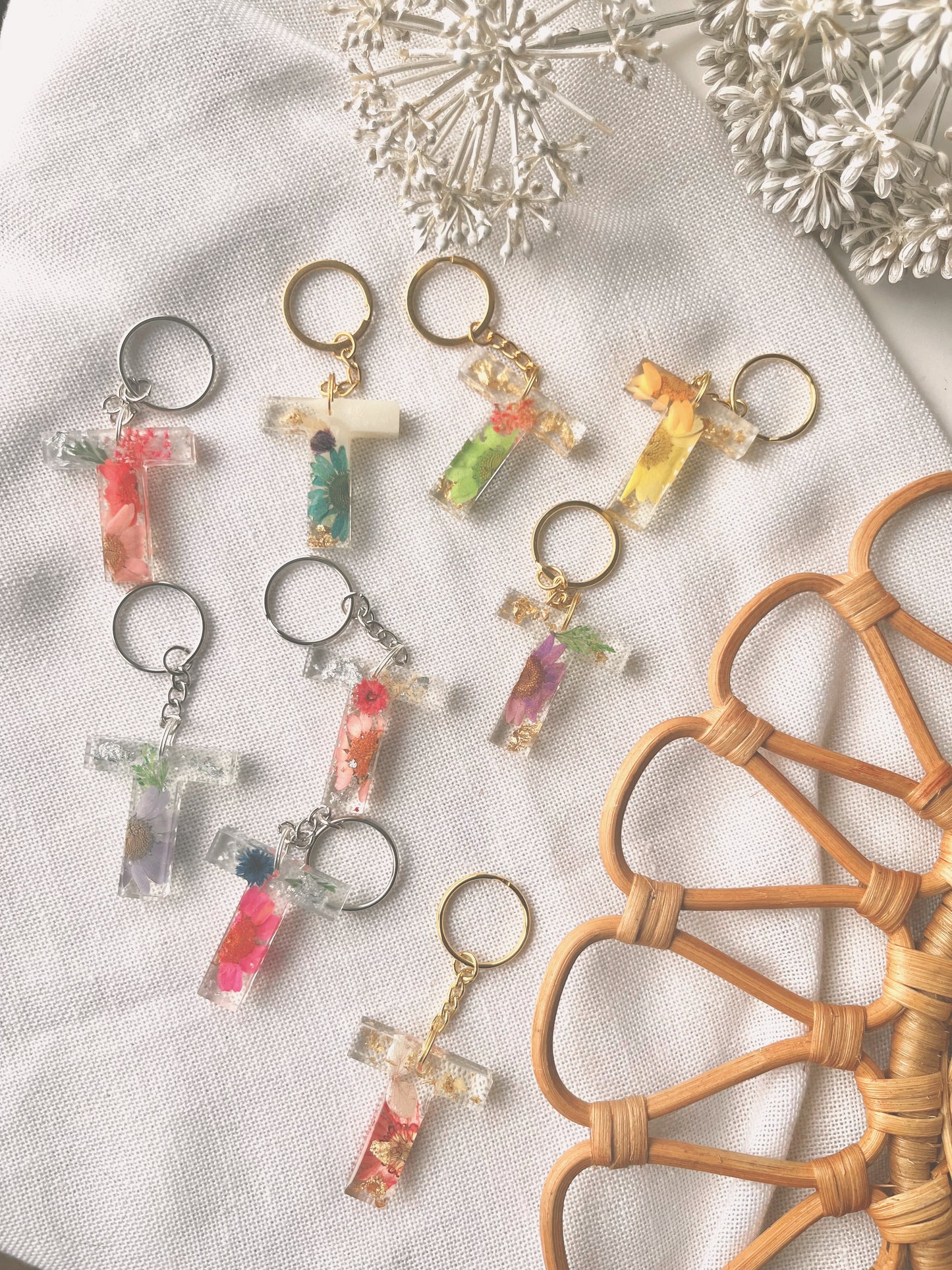 T | Flower Resin Keychain : Ready to Ship