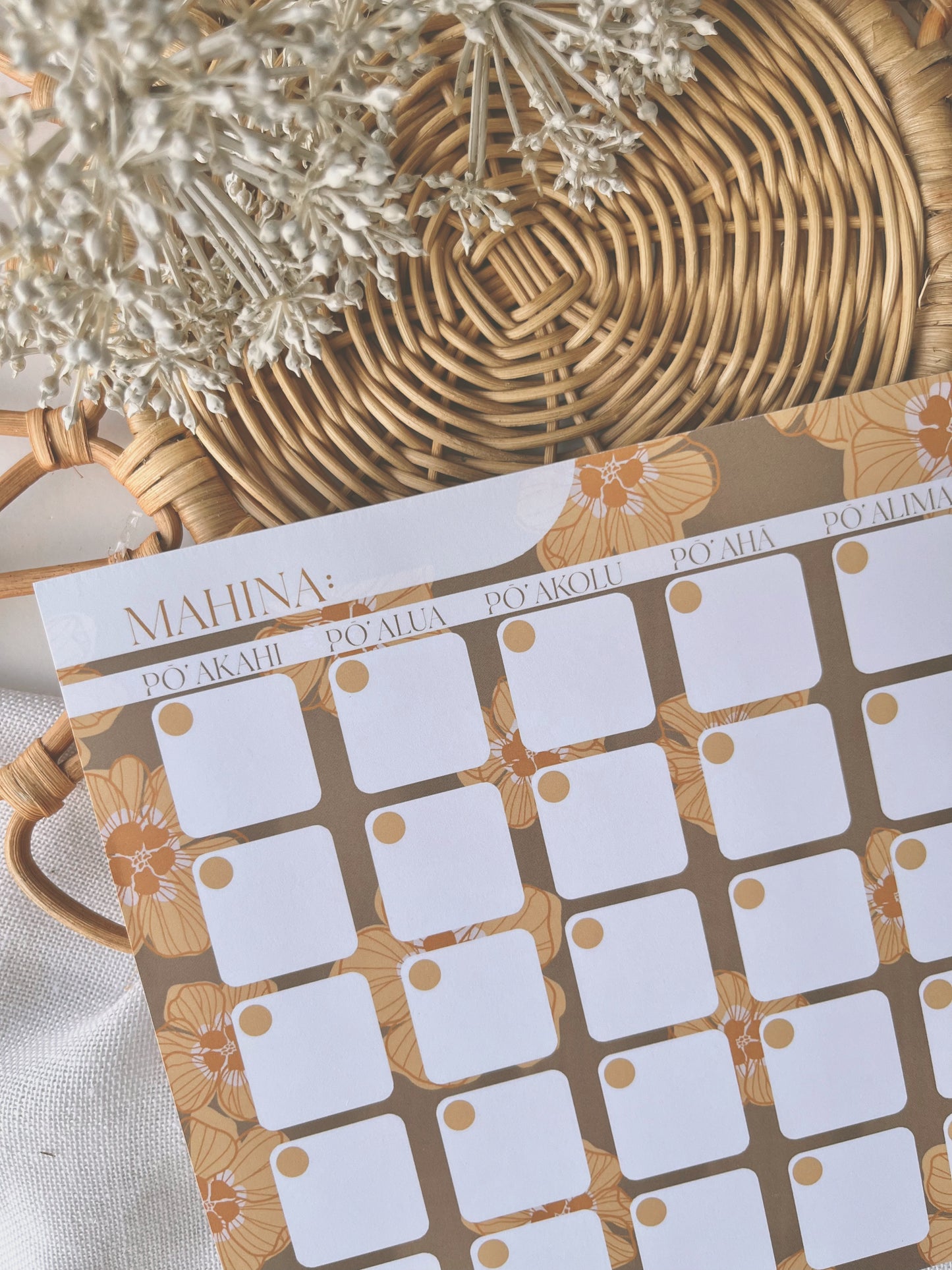 'Ilima in Gold ('Olelo Hawaii) I Monthly Notepad