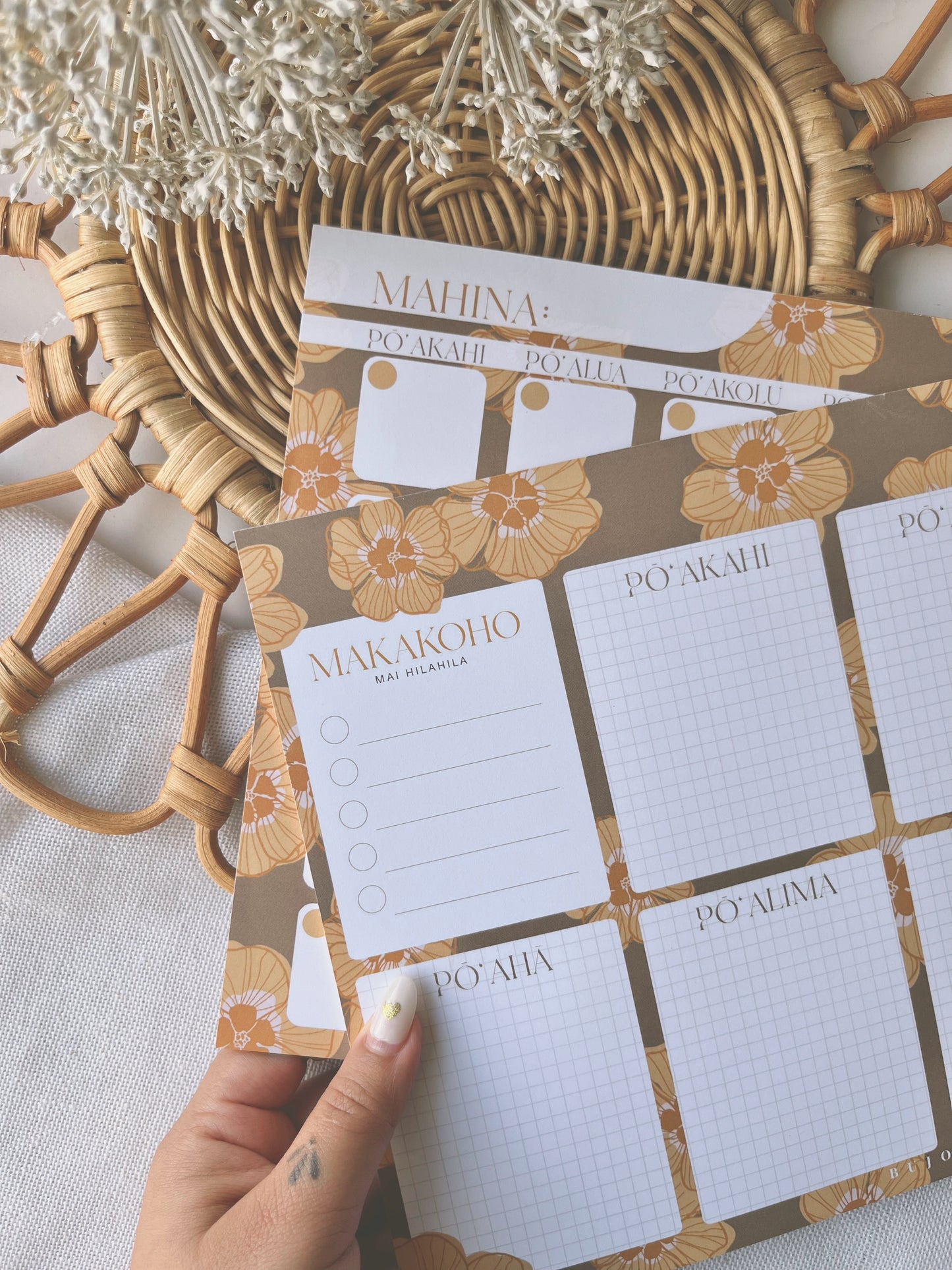 'Ilima in Gold ('Olelo Hawaii) I Monthly Notepad