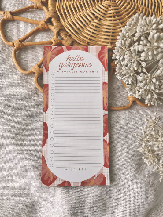 Hello Gorgeous in Pink Palaka | To Do List Notepad