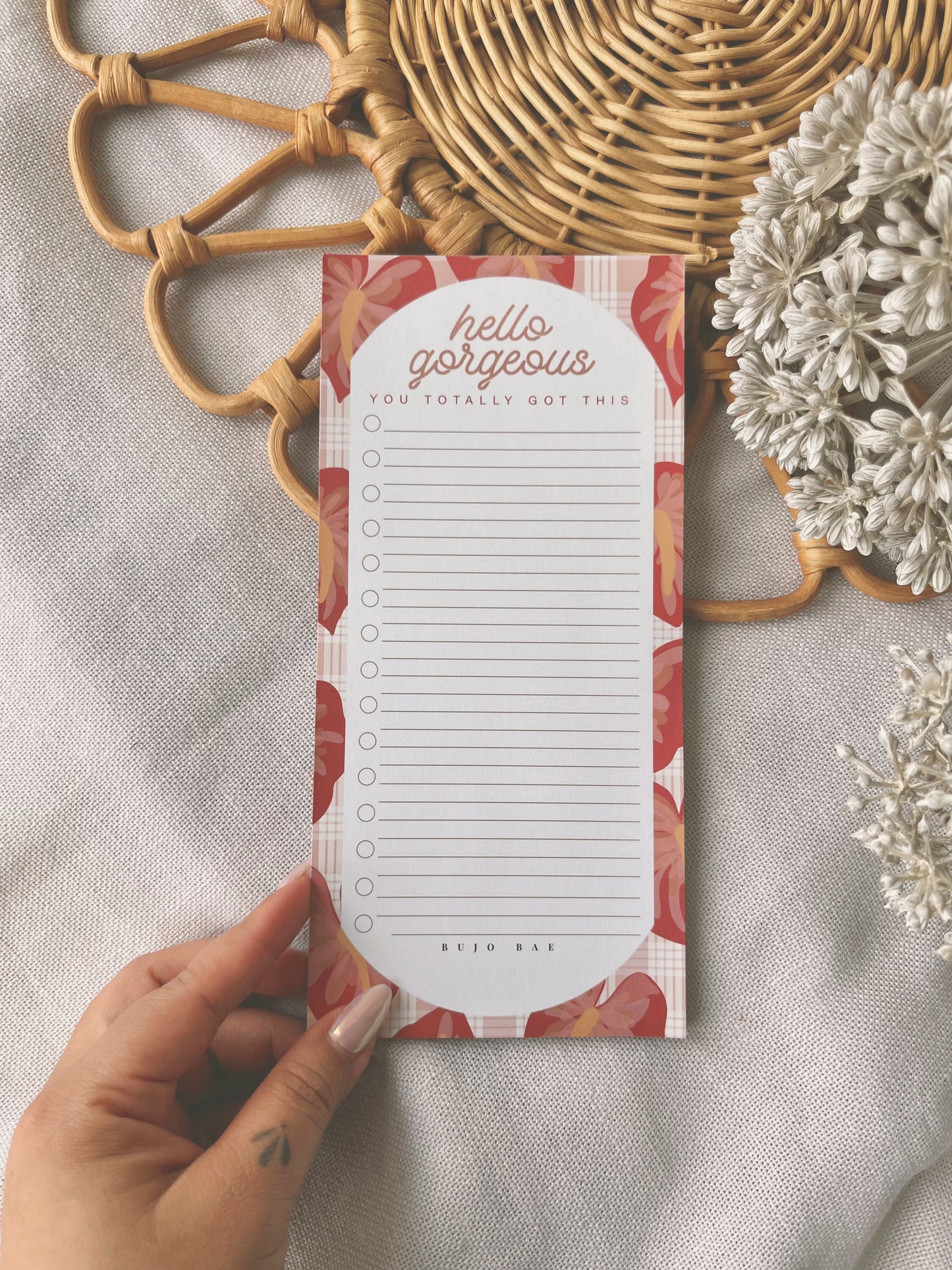 Hello Gorgeous in Pink Palaka | To Do List Notepad