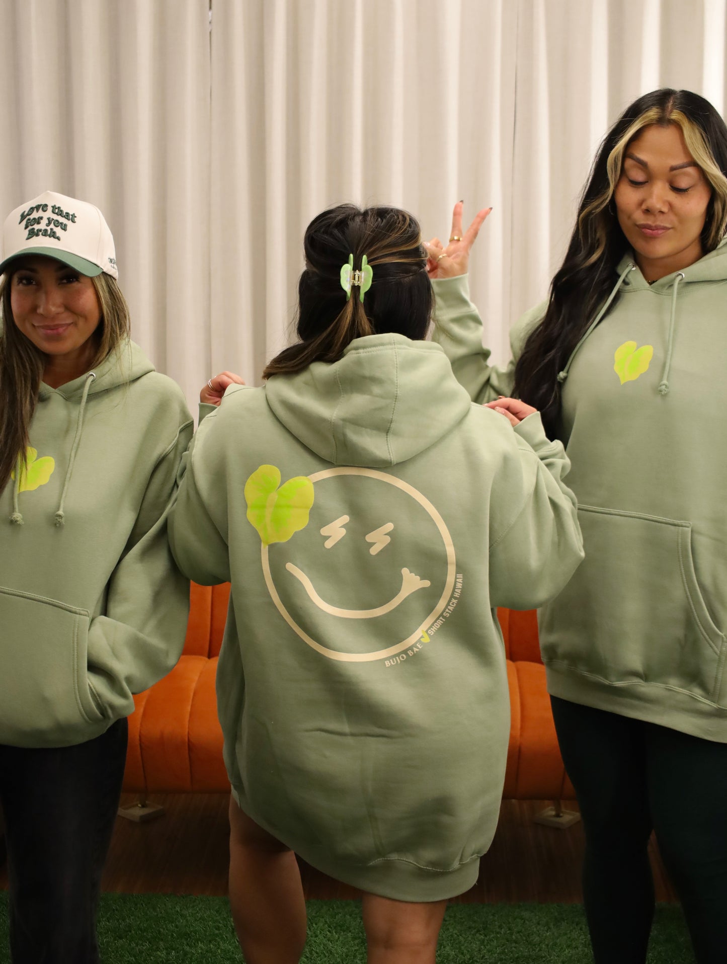 Smiley x Obake Anthurium in Matcha  | Hoodie x SHORT STACK HAWAII
