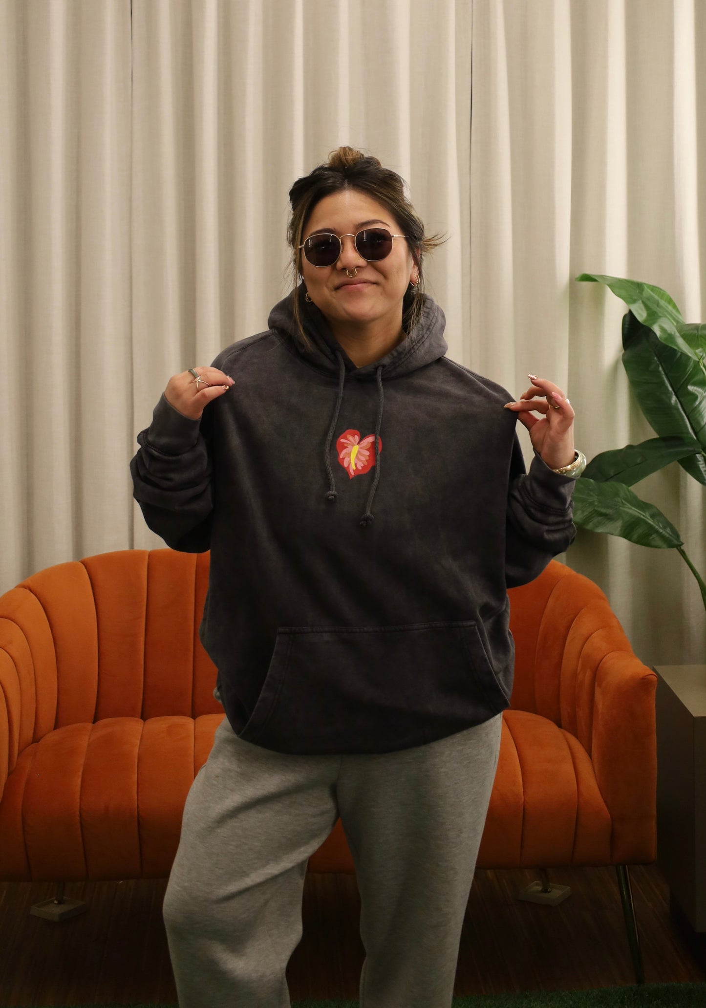 Smiley x Red Anthurium in Pohaku  | Hoodie x SHORT STACK HAWAII