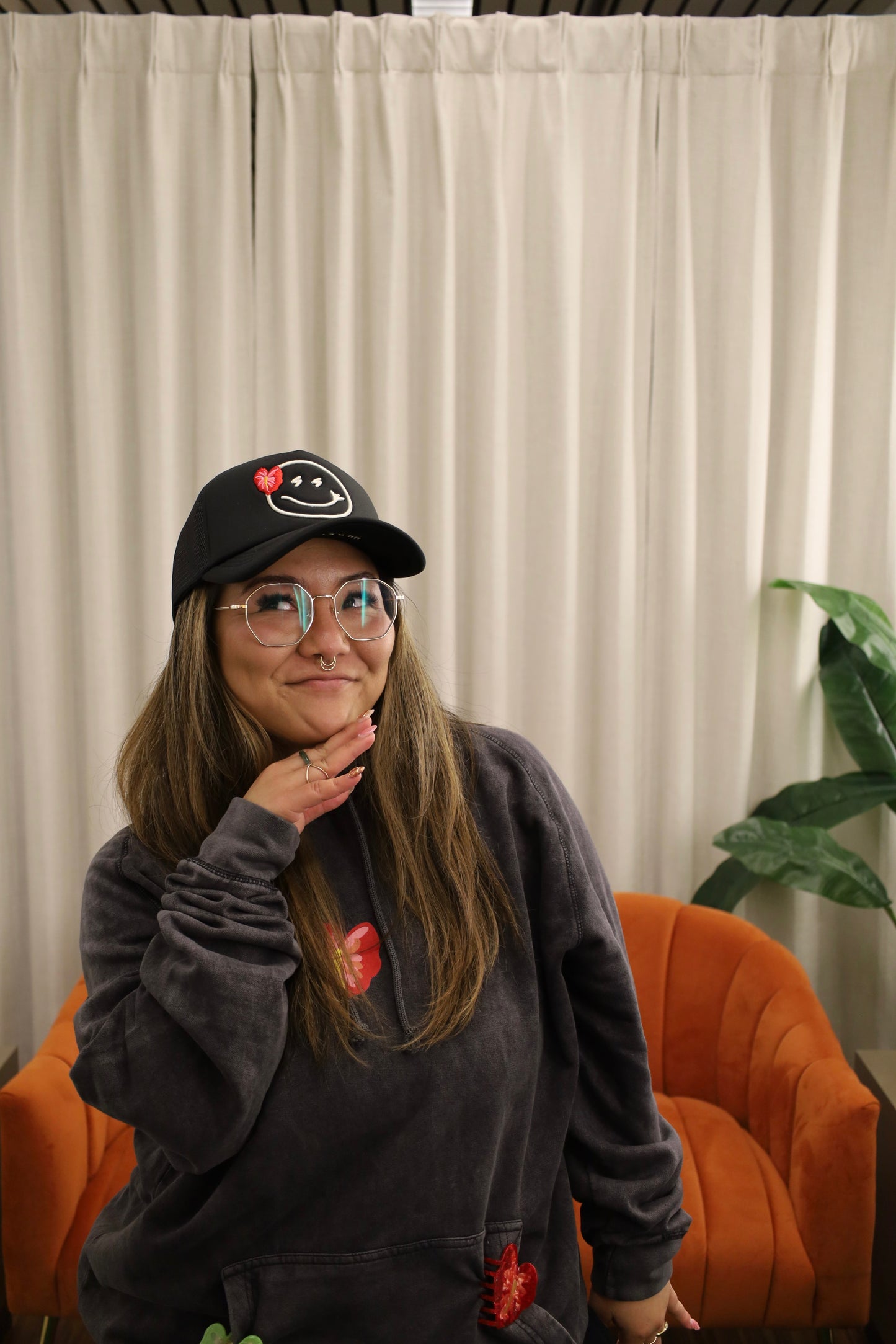 Smiley x Red Anthurium in Pohaku  | Hoodie x SHORT STACK HAWAII