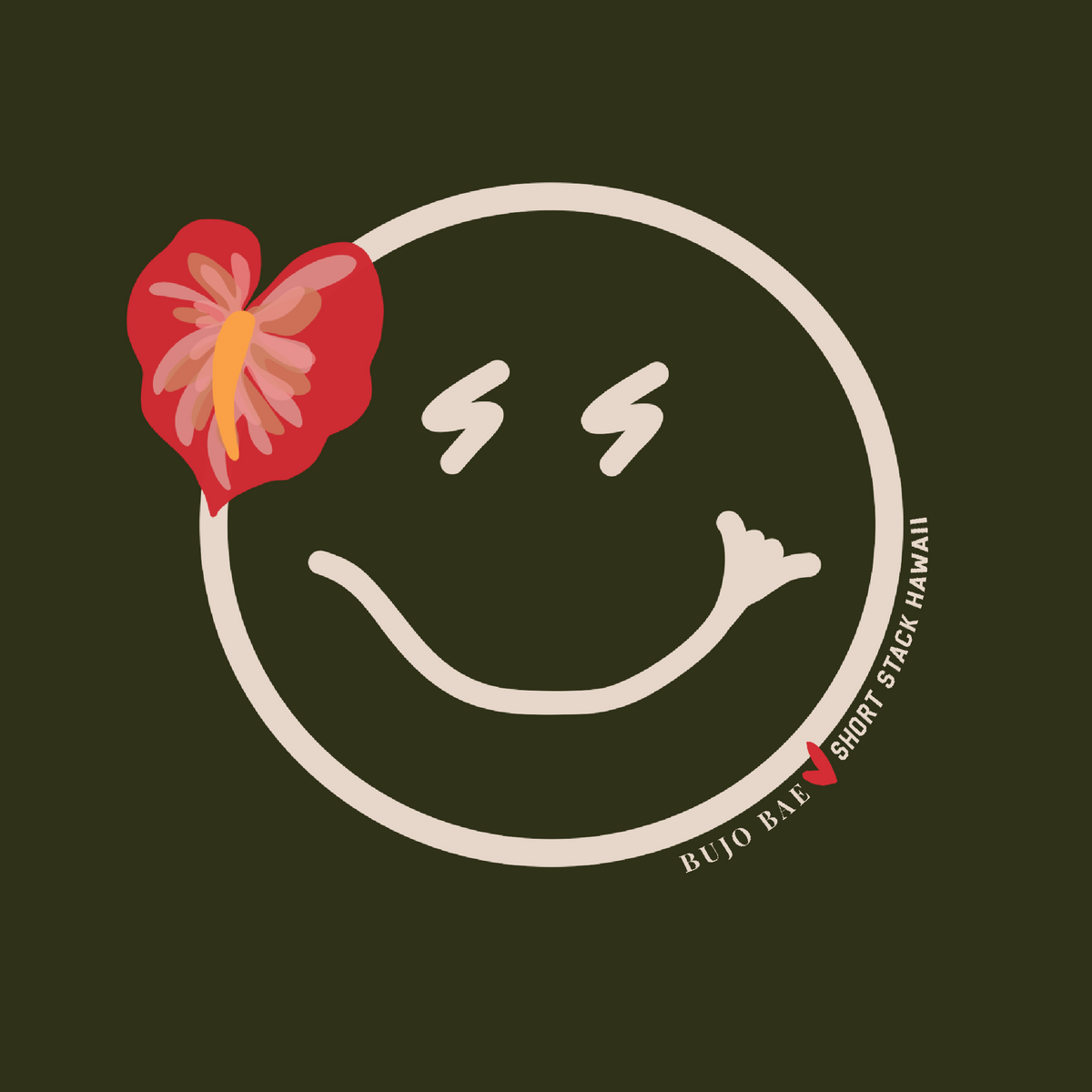 PRE ORDER: ADULT CHRISTMAS SMILEY X ANTHURIUM | Tee x SHORT STACK HAWAII