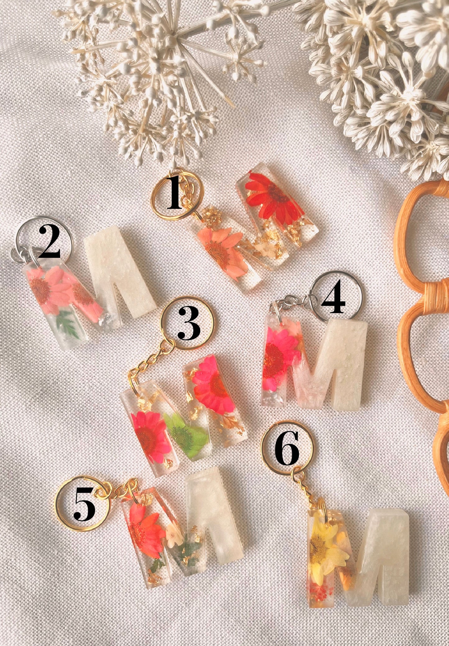 M | Flower Resin Keychain : Ready to Ship