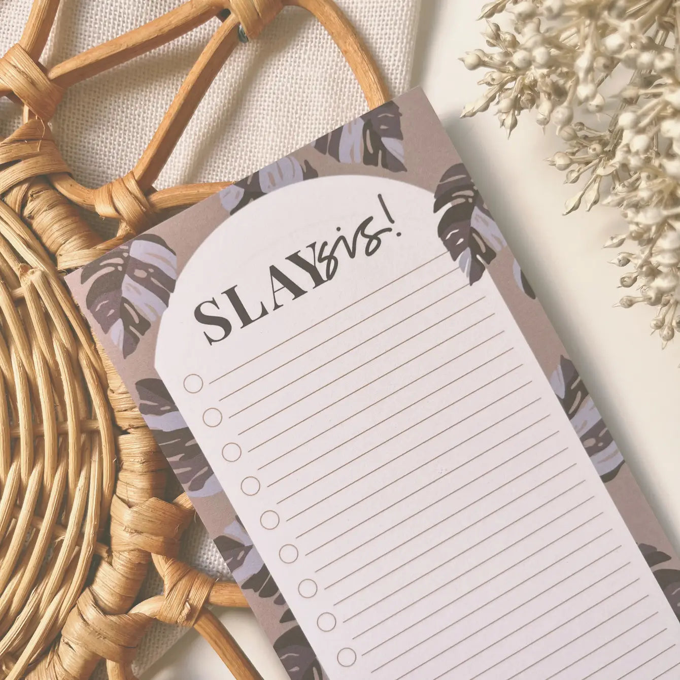 Slay Sis in Purple Monstera | To Do List Notepad